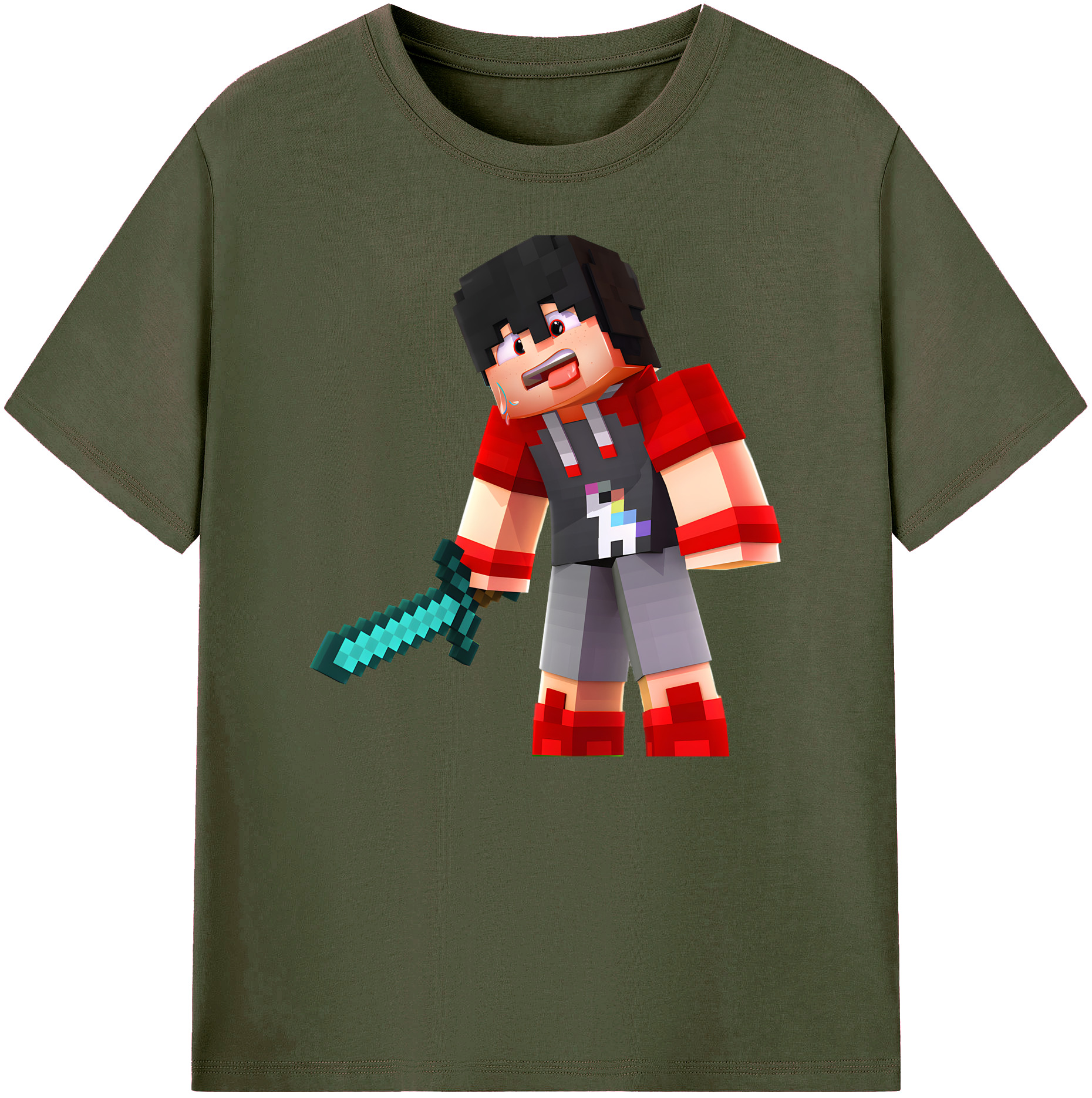 （画像用） マインクラフト ブロックの世界 Minecraft MC Block world 綿100％ メンズ半袖Tシャツ｜肌触りやわらか＆通気性
